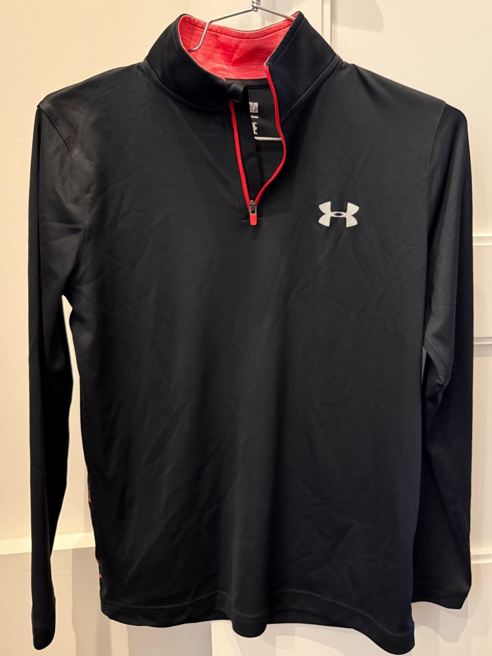 Under Armour Black Pullover with Coral-Red Lining